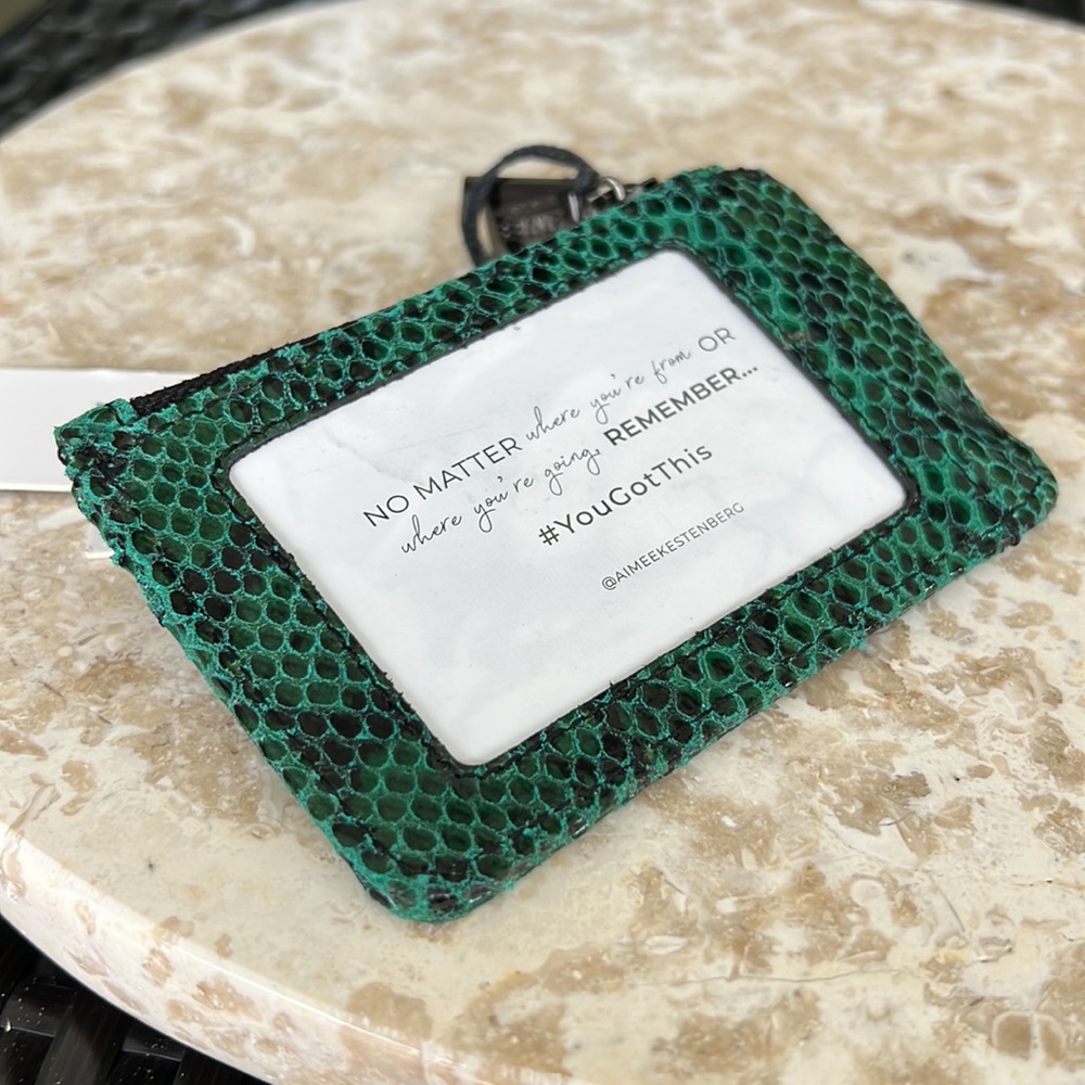 AIMEE KESTENBERG Alia Skinny ID case credit card holder in Emerald Snake - Picture 14 of 17